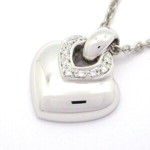 Bvlgari Doppio Cuore Necklace 18K White Gold Diamond